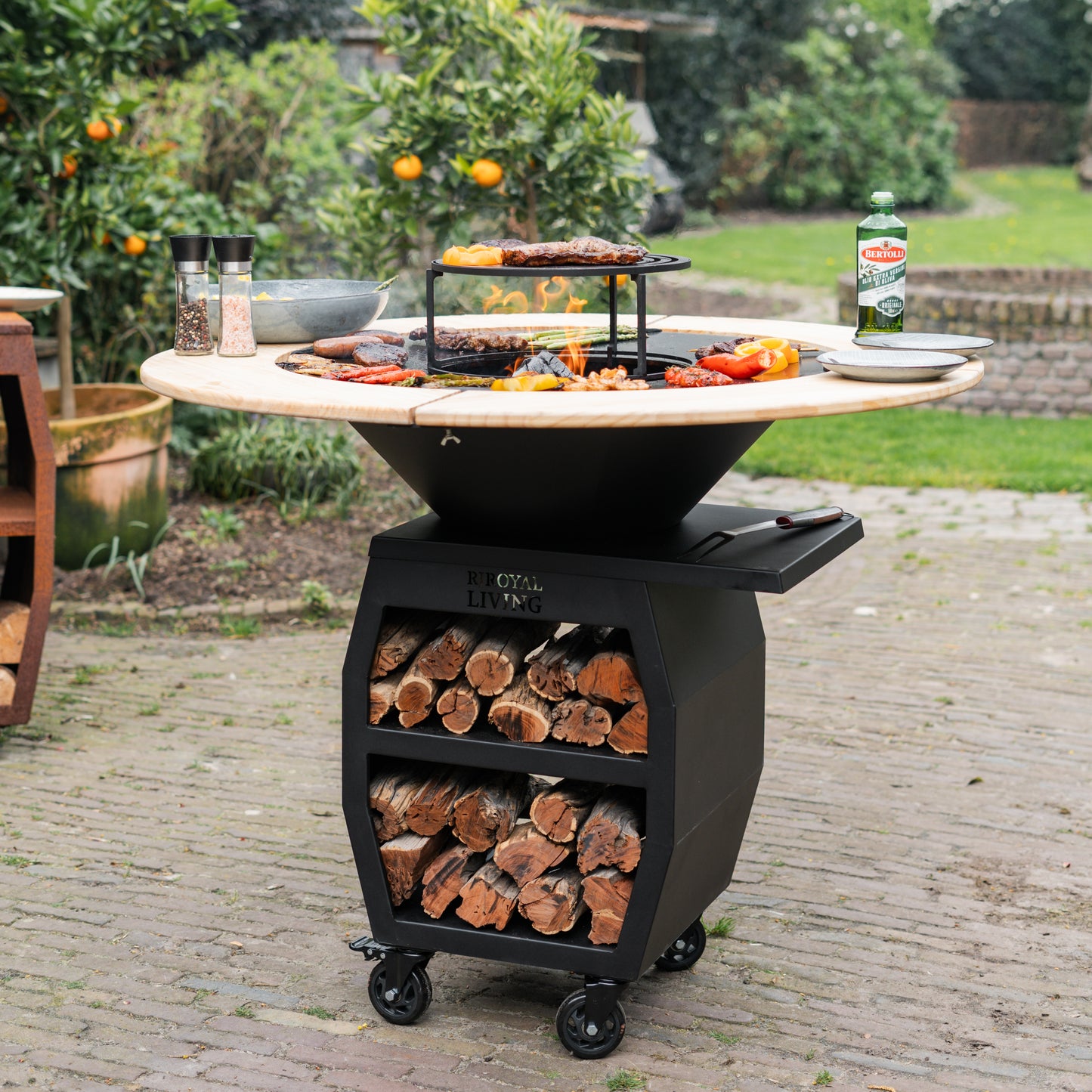 BBQ Plancha Grill Compañero XXL 2.0 Blackline - Mit Holzumrandung Mesa