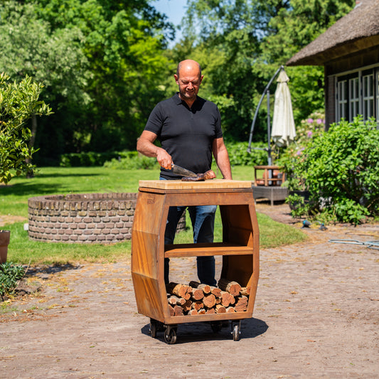 BBQ Plancha Tisch - Tabla Cortar Cortenstahl - Mit Schneidbrett
