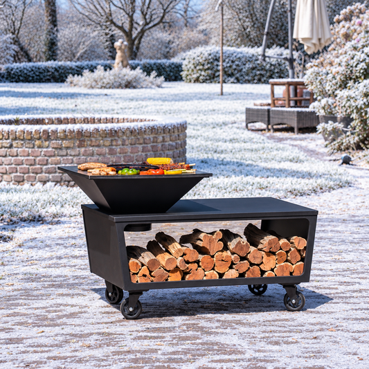 BBQ Plancha Grill Compañía - mit Abdeckung und Holzspeicher 60Ø - Ohne Schneidebrett — Wintermotiv