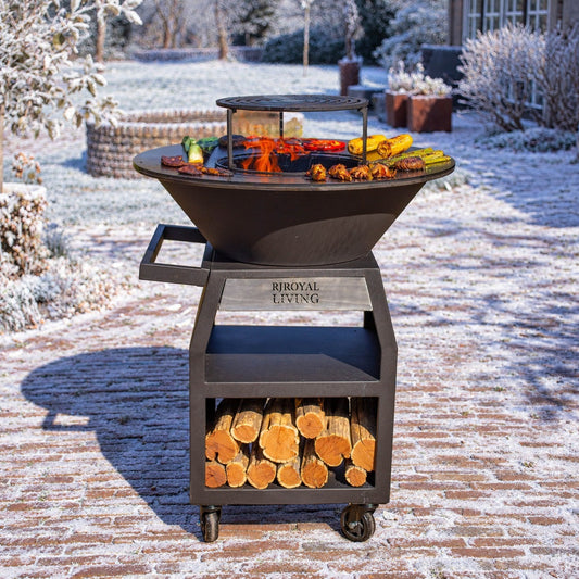 BBQ Plancha Grill Maestro Smokeless XXL Ø80cm Blackline - Rauchlose Plancha — Wintermotiv