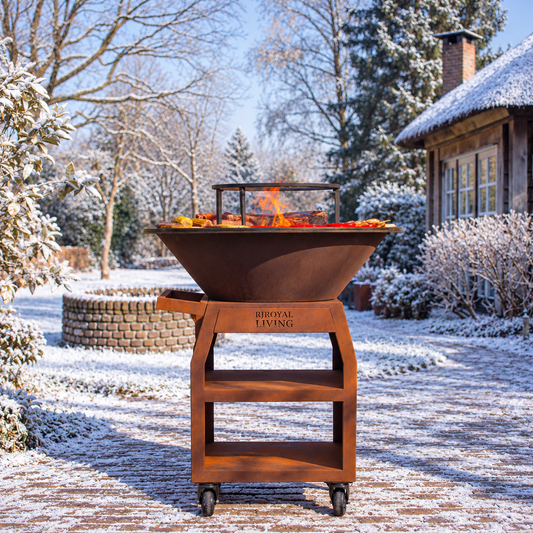 BBQ Plancha Grill Maestro Smokeless XXL Ø80cm Cortenstahl - Rauchlose Plancha — Wintermotiv