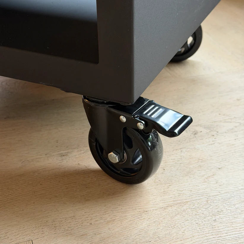 BBQ Plancha Grill Maestro XXL Ø80cm Blackline – Mit Schürhaken und Holzaufbewahrung