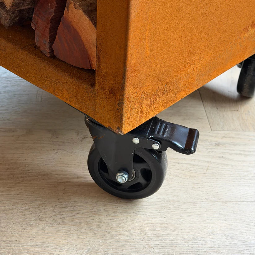 BBQ Plancha Grill Maestro XXL Ø80cm Cortenstahl – Mit Schürhaken und Holzaufbewahrung