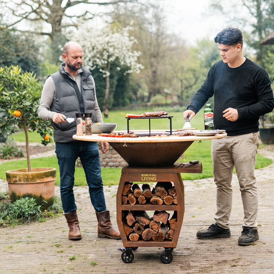 BBQ Plancha Grill Compañero XXL 2.0 Cortenstahl - Mit Holzumrandung Mesa