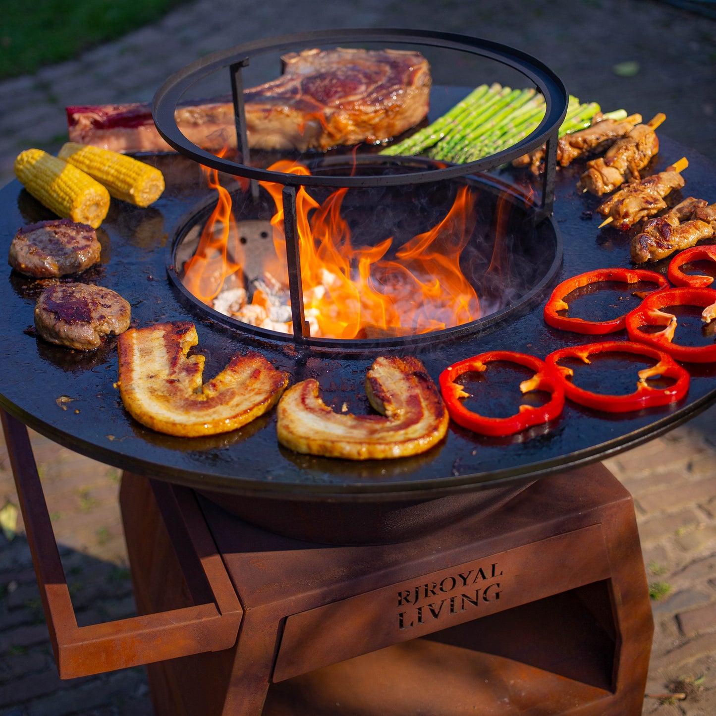 BBQ Plancha Grill Maestro Smokeless XXL Ø80cm Cortenstahl - Rauchlose Plancha