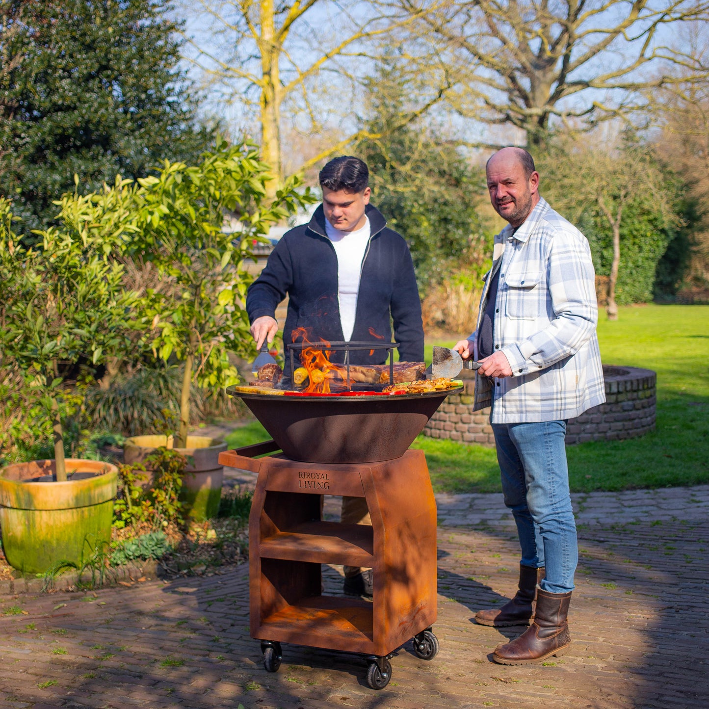 BBQ Plancha Grill Maestro Smokeless XXL Ø80cm Cortenstahl - Rauchlose Plancha