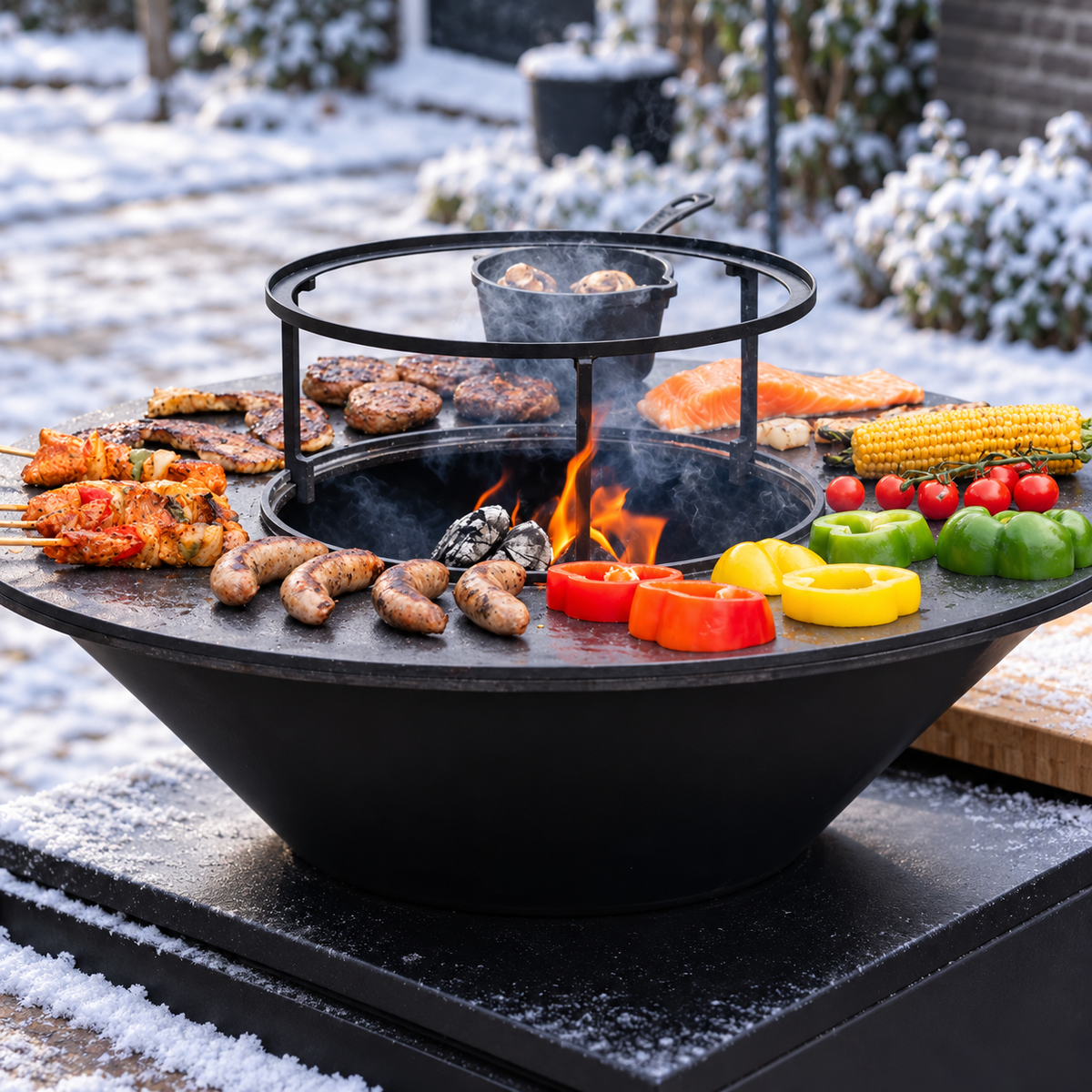 BBQ Plancha Erhöhter Wok-Ring — Wintermotiv